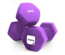KAYMAN Neoprene 6kg Dumbbells Pair with Anti-Slip Grip,Hex Edges,Water-Resistant