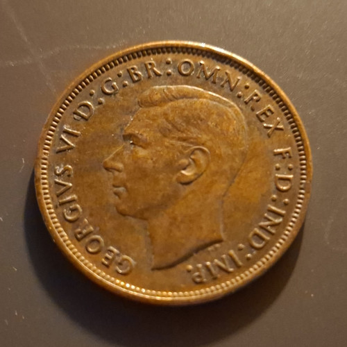 George 1938 penny coin bn - vi,