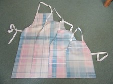 PINK & BLUE TARTEN PVC APRONS IN 4 SIZES ALL HANDMADE TO ORDER