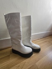 White Knee High Chunky Sole