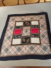 SILK SQUARE SCARF NAVY BEIGE