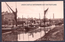 RP POSTCARD THAMES SPRITSAIL SAILING BARGES RIVER STOUR SANDWICH KENT USED 1914