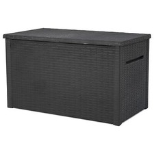 Outdoor Patio Storage Deck, Keter Java 870L Padlock Compatible, Rattan Pattern