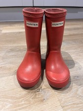 Girls / Boys Hunter Red Winter Wellington Boots UK 7 Waterproof Wellies