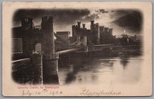 CONWAY Castle by Moonlight Conwy Wales Postcard Posted 1903