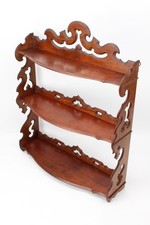 Set Victorian Mahogany Wall Hanging Shelves - Antique Open Bookcase Bookshelf