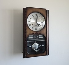 Vintage Retro President Wall Clock With Day And Date Chiming Wooden With Key 