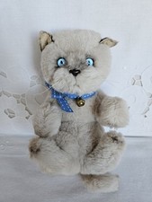Vintage Cat Soft Toy ~ Gorgeous Siamese Kitten with ribbon & bell