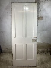 29 7/8"X 77 1/4" 1930s Internal Painted Pine Four Panel Door 2over2 Panelled