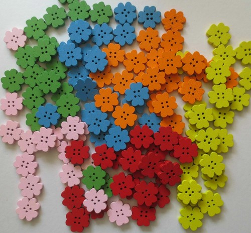 Flower wooden buttons hole - flower,
