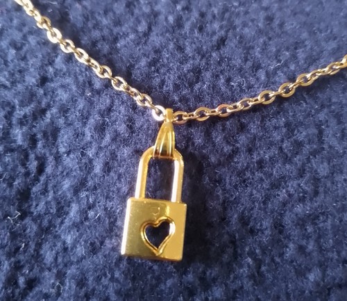 Gold padlock 45cm chain - gold,