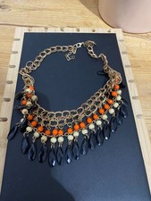 Vintage/modern costume jewellery droplet gold tone bead Cleopatra necklace JW977