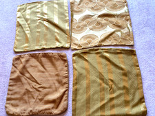 VINTAGE 1970's FOUR GOLD RETRO PATTERN CUSHION COVERS 15x15"