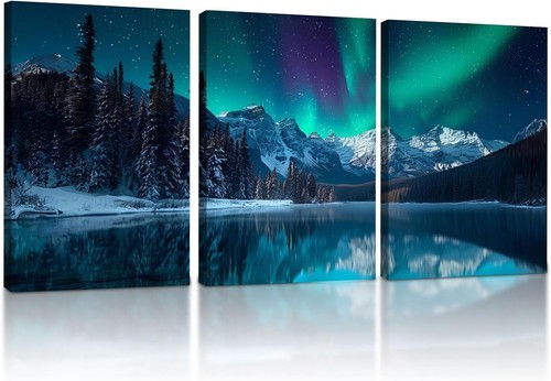 Piece aurora borealis framed - 3-piece,