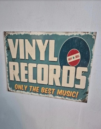 Vinyl records metal tin sign - vinyl,