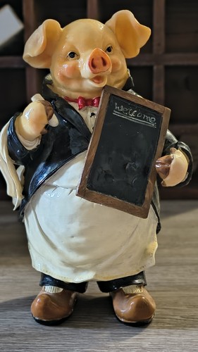 Whimsical chef waiter pig - chef,