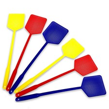 6x Insect Fly Swatter Plastic Mixed Colours Long Handle Indoor Outdoor Bugs UK