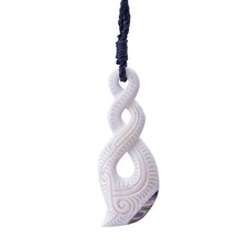 81stgeneration Bovine Bone Abalone Maori Style Triple Pikorua Pendant Necklace