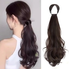 Synthetic LongCurly Wavy Layered Ponytail Extension Rubber Band Heat Resistant﻿﻿