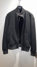 Zara Bomber Jacket Mens Medium Gray Black Full Zip Up Plaid Mock