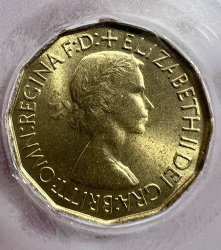 1953 brass threepence coin - threepence,