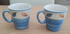Vintage / retro Rayware Gardens pattern set of 2 ceramic mugs / cups (? rare)