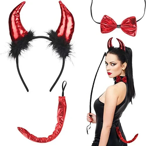 Devil horns tail bow tie - horns,