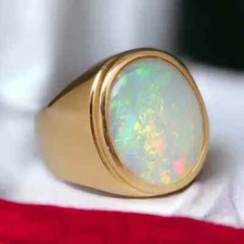 Fire Opal Men Ring 14k Gold