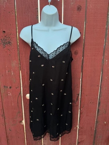 Black slip dress grunge lace - black,