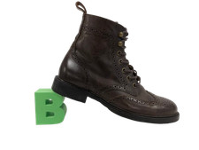 Polo Ralph Lauren Brown Leather Brogue Lace-Up Ankle Boots Size 6 UK Pre Loved 