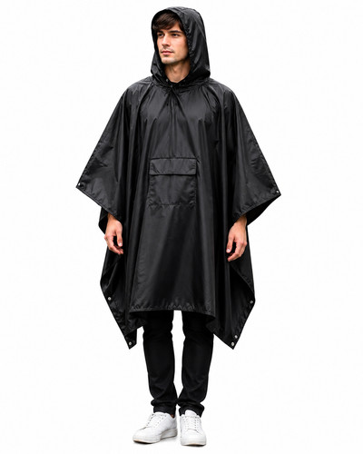 Waterproof folding rain poncho - folding,