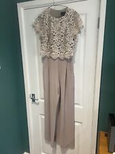 Phase Eight Palazzo Katy Jumpsuit Size 10 Lace Taupe Cream Elegant Wedding Races