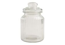 NEW Vintage Retro Look Ribbed Glass Sweet Storage Jar With Lid Choose Quantity