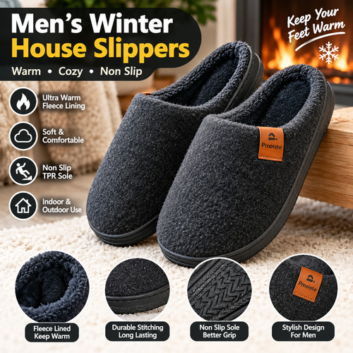 Men fuzzy indoor slippers - fuzzy,