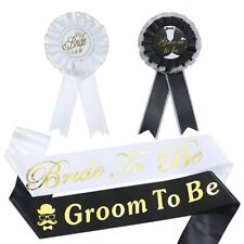 AIBAOBAO Groom Bride Sash Badge Set 2PCS Stag Do Accessories Include Satin Sash