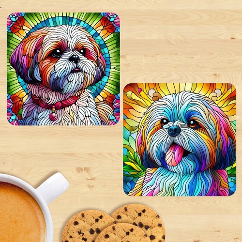 Shih tzu dog stained - dog, glass