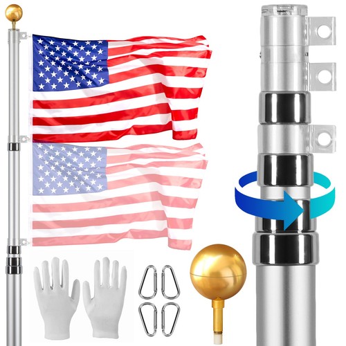 20ft telescopic flagpole kit - telescopic,