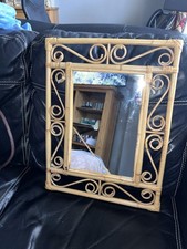Wicker Rattan Cane Boho Vintage 70s Mirror