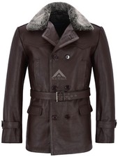 Men Leather 'GERMAN PEA COAT'