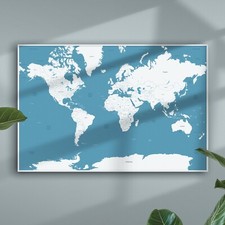 A1 Blue Large Map of the World