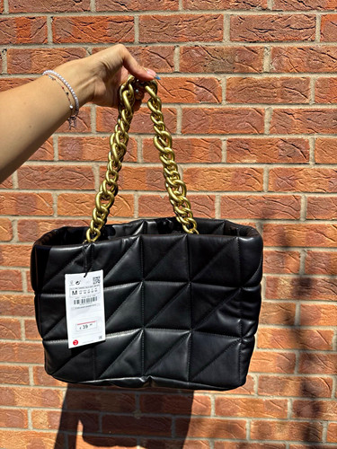 Zara black quilted faux - zara,