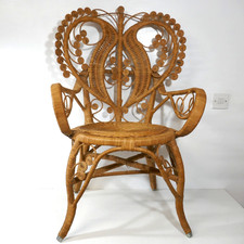 Vintage Wicker Rattan Peacock