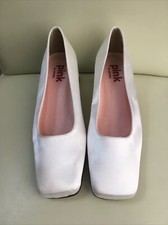 Pink by Paradox ladies white satin heels - size UK 3