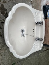 Bathroom sink Basin, Qualitas (Qualcast) Versailles & pedestal, off white/beige