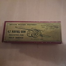 Vintage Boxed Britains No. 1264 4.7” Naval Toy gun with instructions and ammo.