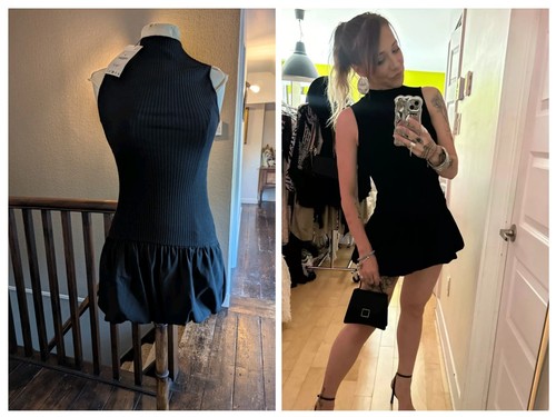 Zara black jersey stretch - jersey, mini