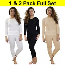 Ladies Thermal Underwear Long Sleeve Vest Bottom Long Johns Set Shirt Warm Jane