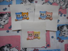 Cute vintage sew on fabric patches, appliques, motifs - pairs of kittens/cats