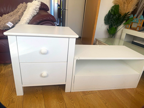 White bedside table drawer - white,