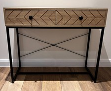 Console Table with Aztec Design | Oak Effect with Metal Frame